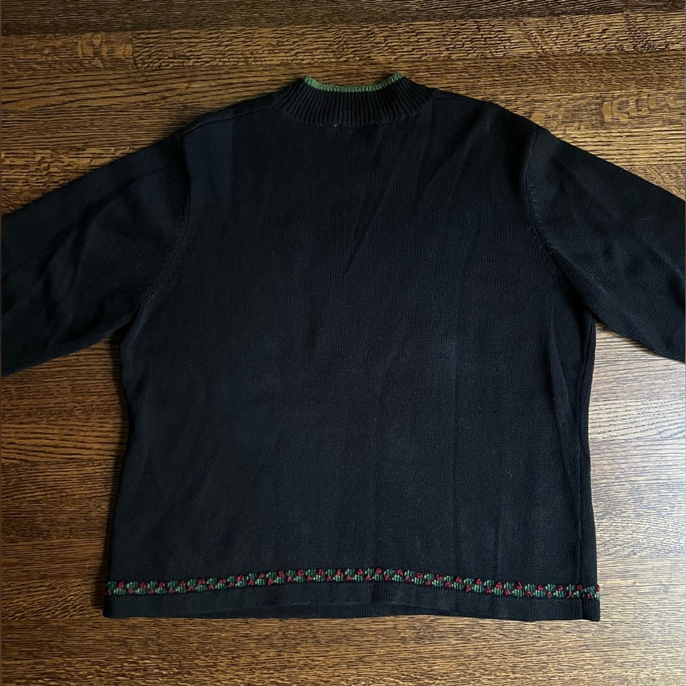 Vintage Berry Basket Sweater, Thick Cotton Holiday Sweater, Embroidered - Picture 6 of 6
